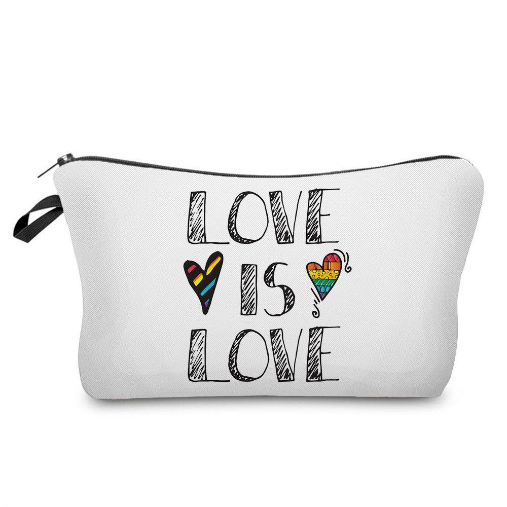 Women Rainbow heart Print Cosmetic Bag Toiletries Organize Travel Storage Case 6374 CLE