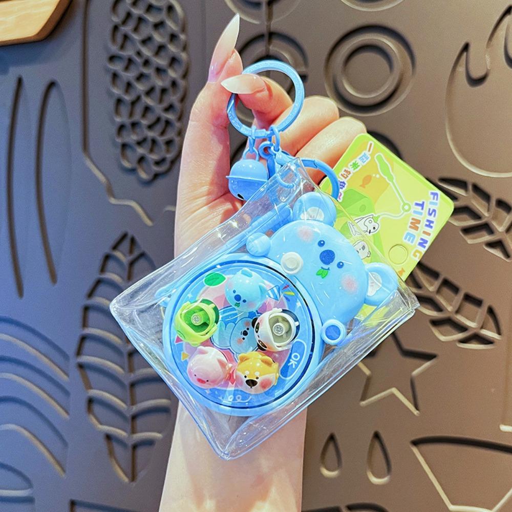 Rotating Fishing Fishing Toy Keychain Anti Loss Car Key Ring Cartoon Bag Pendant  Birthday Gift
