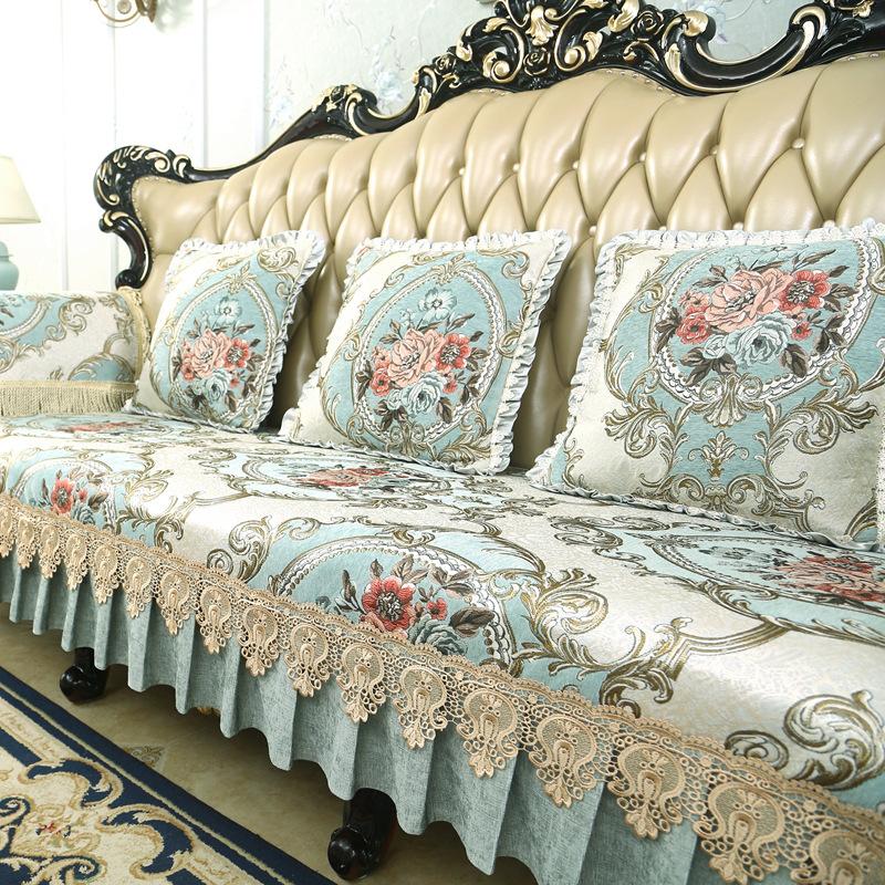 European Sofa Cushion, Universal In All Seasons, Chenille Non-Slip Seat Cushion, Backrest Towel, Special-Shaped Corner Princess Position, All-Inclusiv