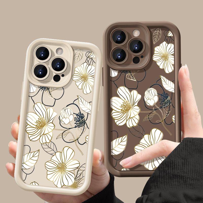 Für iPhone 16 Pro Max 15 Plus 14 Pro 13 12 11 XS XR 8 7 Telefon Fall Shell Weiß Blume Drucken TPU Matte Stoßfest Weiche Silikon Zurück Abdeckung
