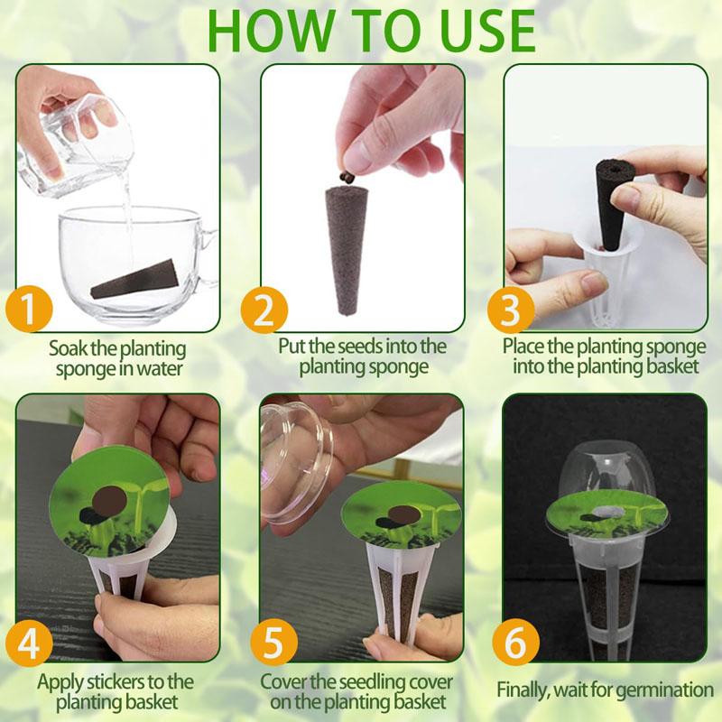 Hydroponic Garden Seed Pods Grow Anything Kit with Accessories Sponge Dome (30 Sets)