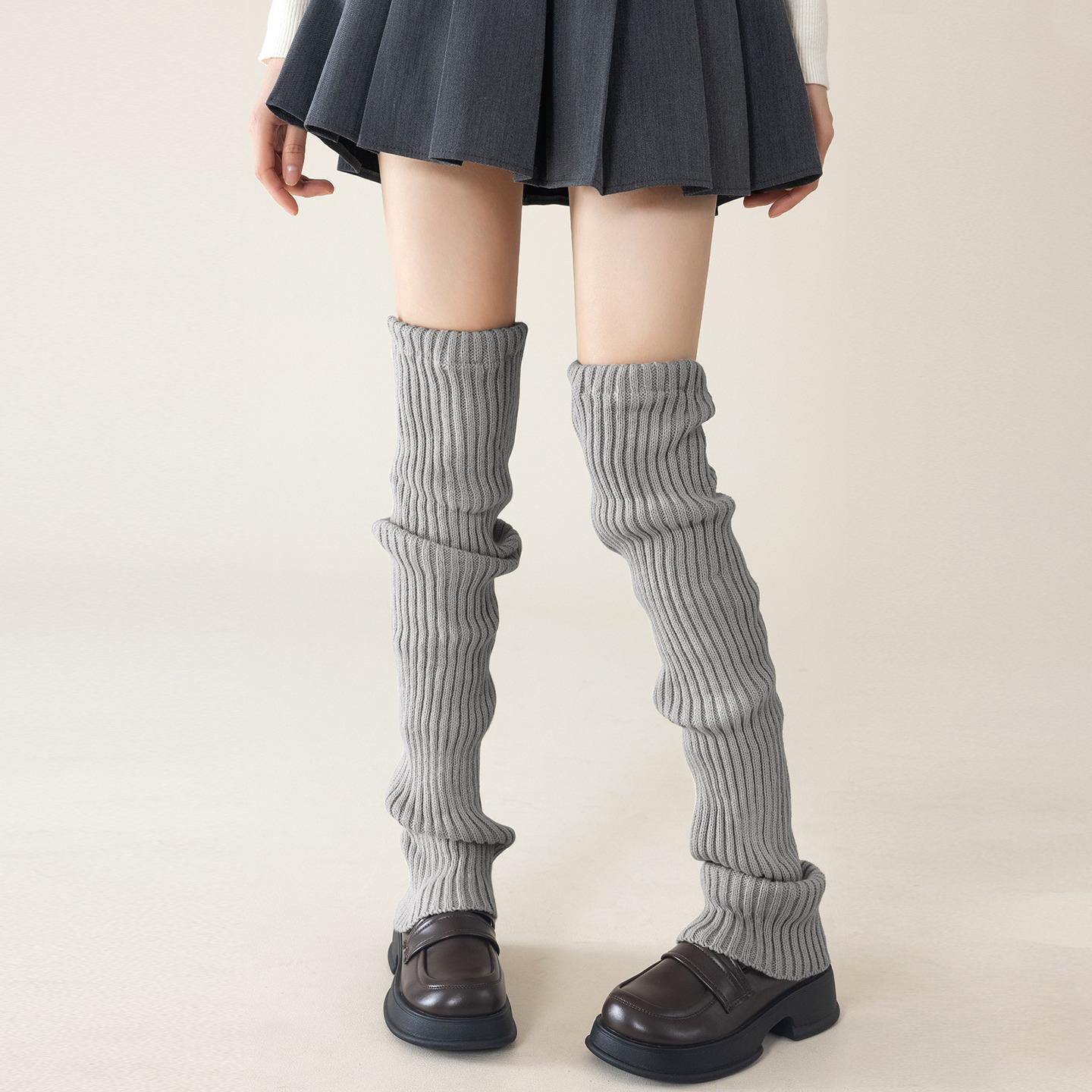 

Knee-length Stocking Gloves for Women in Autumn and Winter, Knitted Pile Socks, Long Stockings for Girls, Winter Long Leg Covers 1 pair