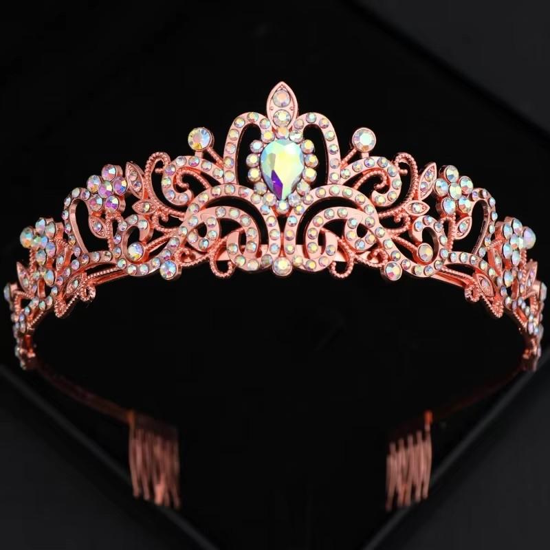 Diamond Bridal Headdress with Comb, Luxurious Crystal Wedding Crown, Suitable for Retro Celebration Ball, Queen Headdress.