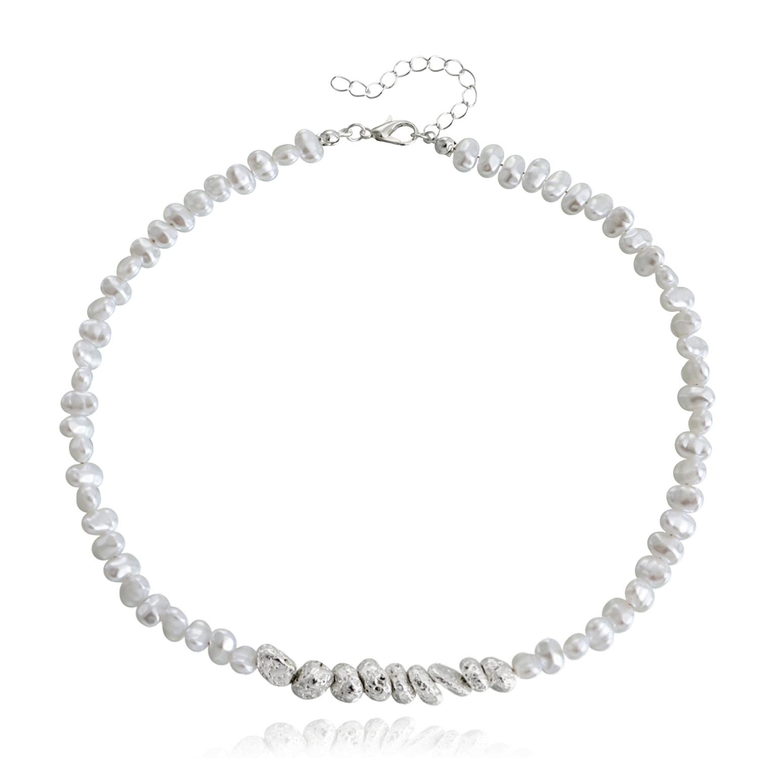 

European and American jewelry, a few taels of broken silver imitation pearl necklace for women, versatile Mori temperament collarbone chain