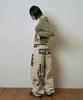 Lujeoseukeulleob Check Patch Wide Cotton Pants Beige