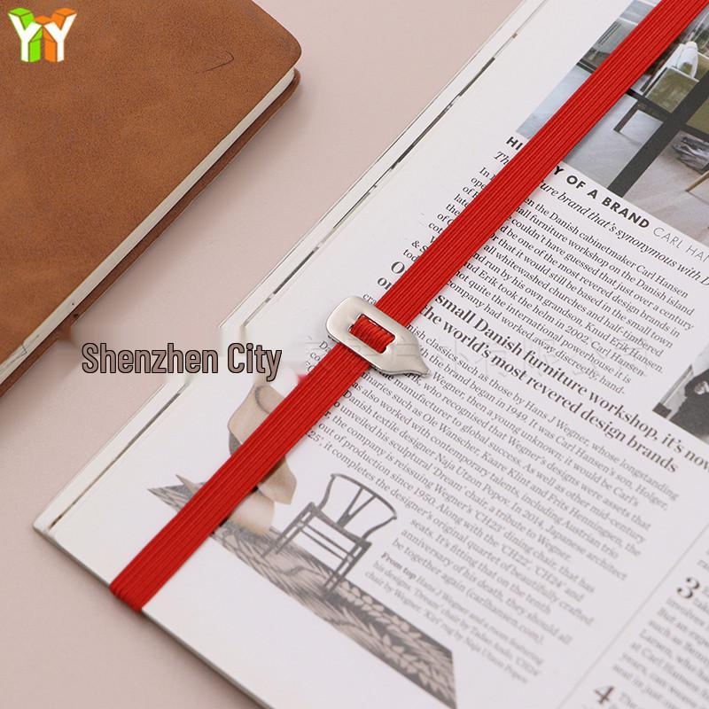 

Elastic Band Bookmark with Stainless Steel Pointer - Precise, Markless Page Marker красный
