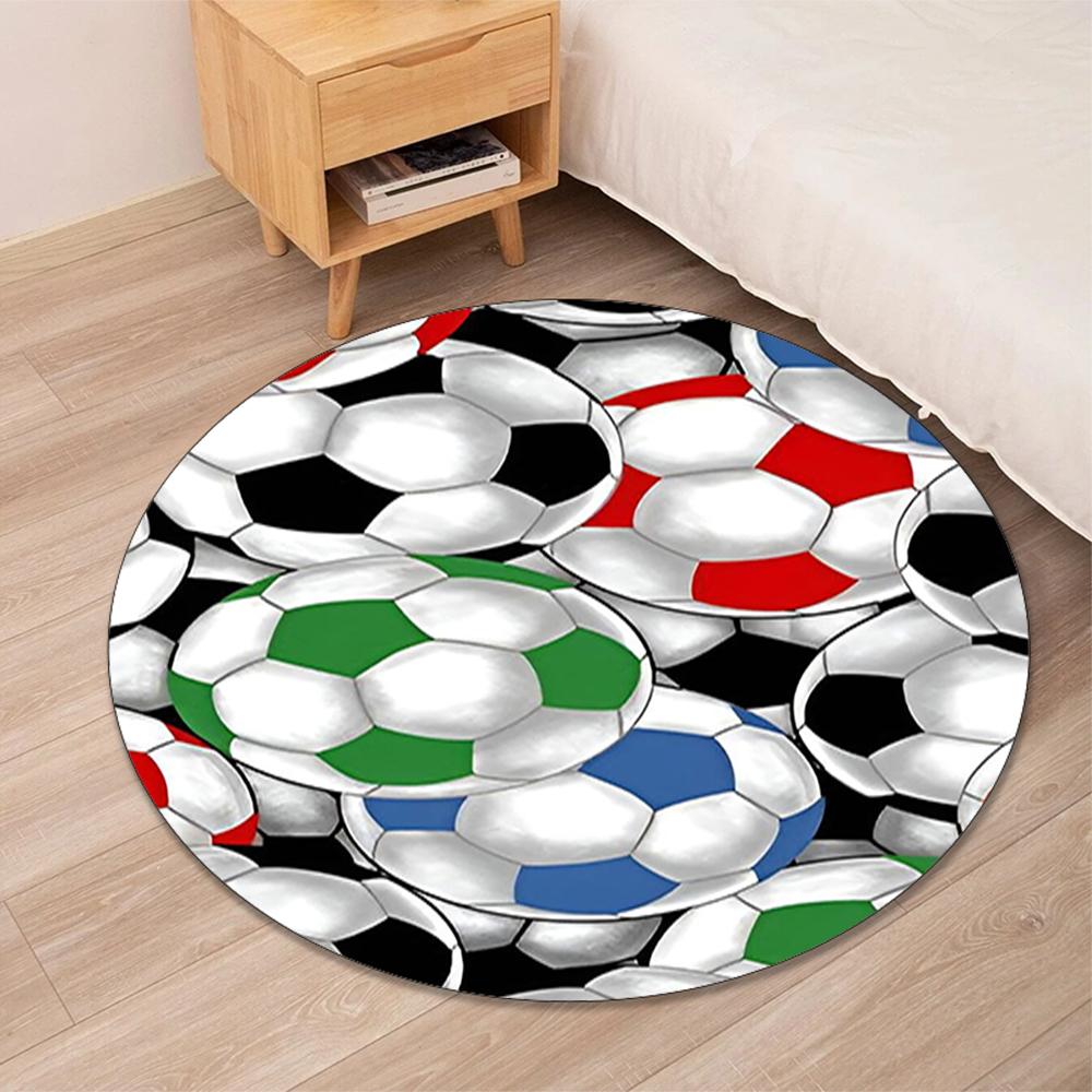Soccer Printed Round Rug Carpet Chair Rug Area Rug Entryway Doormats,for Office Chair Living Room Bedroom Kitchen Room.