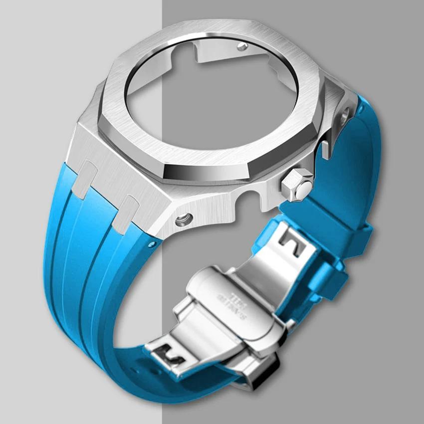 Ny Gen5 Casioak-fodral i rostfritt stål för G-Shock GA2100 Mod-kit Modifieringssats Metallram gummiband för GA2110 GAB2100