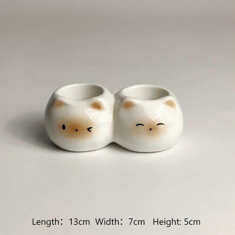 Ceramic Toothbrush Holder Cute Siamese Cat Electric Toothbrush Rack Storage Shelf Toothpaste Placement Home Bathroom Decoration