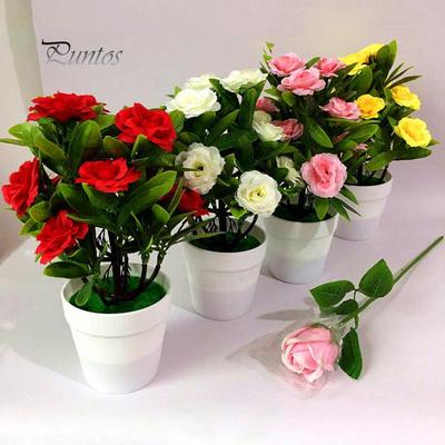 1Set Künstliche Blume Rose Pflanze Topf Bonsai Wohnzimmer Büro Garten Dekor