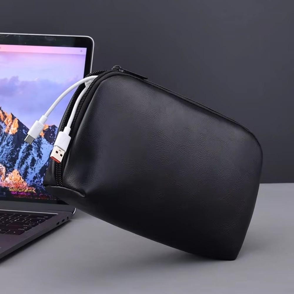 Přenosná USB organizér taška Jednobarevná taštička na ukládání kabelů pro uložení elektronických doplňků