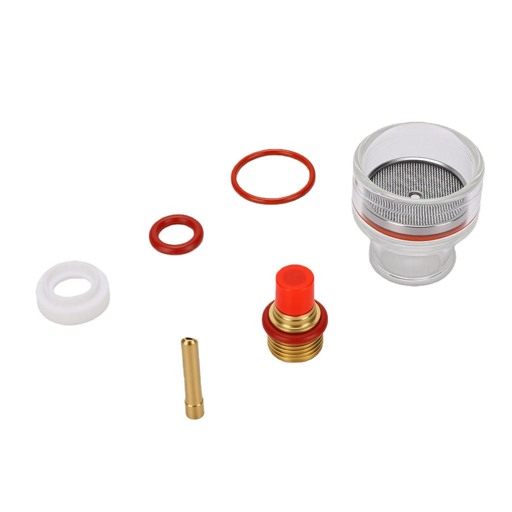 Welding Cup Kit Fit for WP 17 18 26 Torch Glass Gas Lens Ceramic Gasket Brass Collet Silicone Rings 1Celsius16 Inch 1.6mm