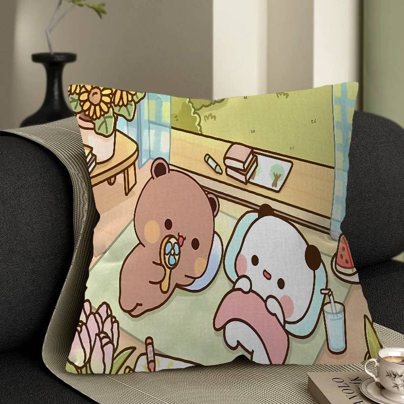Süßer Cartoon Bubududu Panda Kissenbezug Zoll Bauernhaus Dekor Heim Überwurf Kissenbezüge für Sofadekorationen
