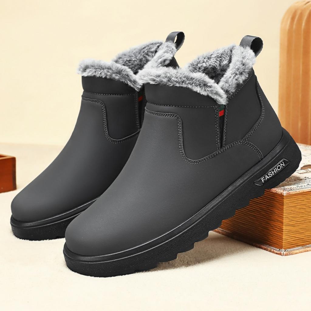 Men's Cotton Shoes with Thick Winter Plush Lining, One Foot Outdoor Anti Slip Snow Boots