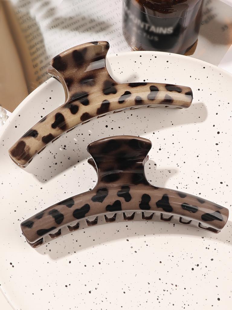 2 Stück Leopard Große Haarspangen für Frauen, 5,1 Zoll Rutschfeste Bananenklemme für Dickes Haar, Stark Haltende Haarstyling-Accessoires