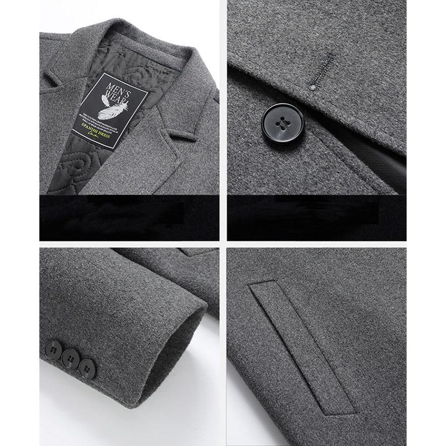 Herbst und Winter mittellanger Wollmantel Herren im britischen Stil verdickter Windjacke High-End-Kaschmir-Wollmantel