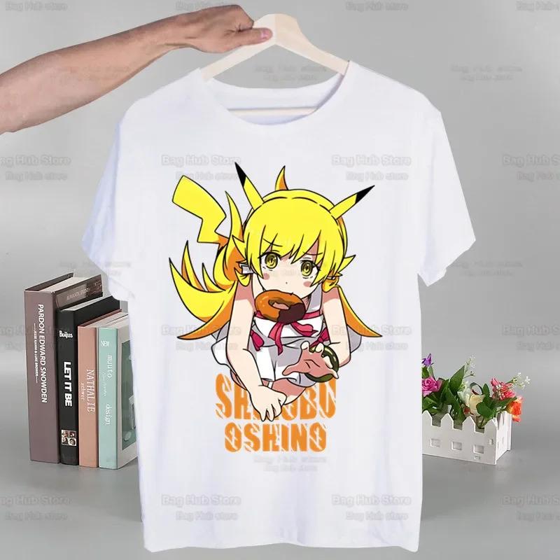 

Bakemonogatari Senjougahara Oshino Shinobu Забавная футболка Мужская Повседневная Футболка с коротким рукавом Ом Манга Унисекс Футболка Футболки 2XL