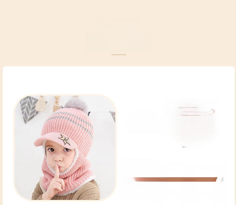 Children's Velvet All-In-One Winter Hat: Warm Wool Duckbill Cap with Face Protection and Scarf