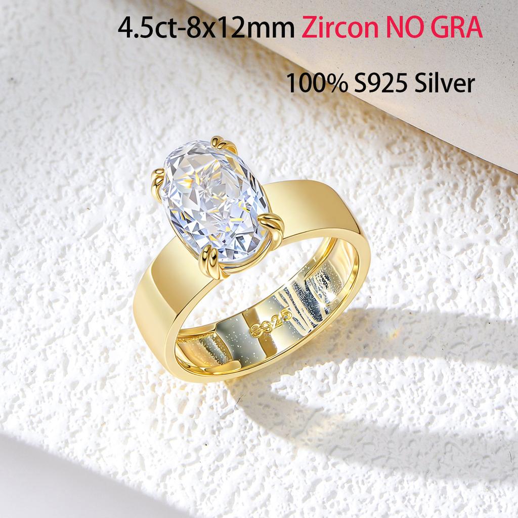 OEVAS 4.5CT 8X12MM Oval Moissanite Rings for Women S925 Silver Sparkling Wedding ring Party Fine Jewelry Gift