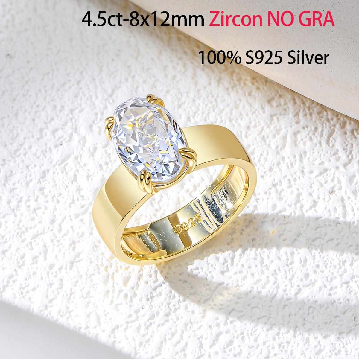 

OEVAS 4.5CT 8X12MM Oval Moissanite Rings for Women S925 Silver Sparkling Wedding ring Party Fine Jewelry Gift 5&4.5ct-8x12mm