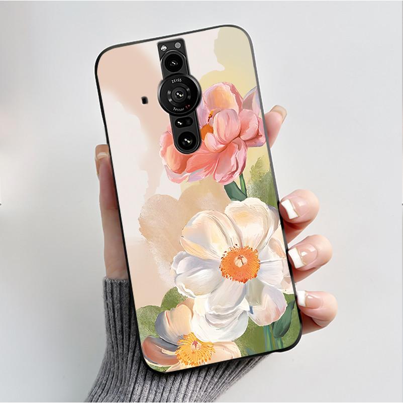 Printing Pattern Case For Sony Xperia Pro-I Fundas Soft Silicone Black Shell Cover Cute Flower Cartoon Casing Capa Coque