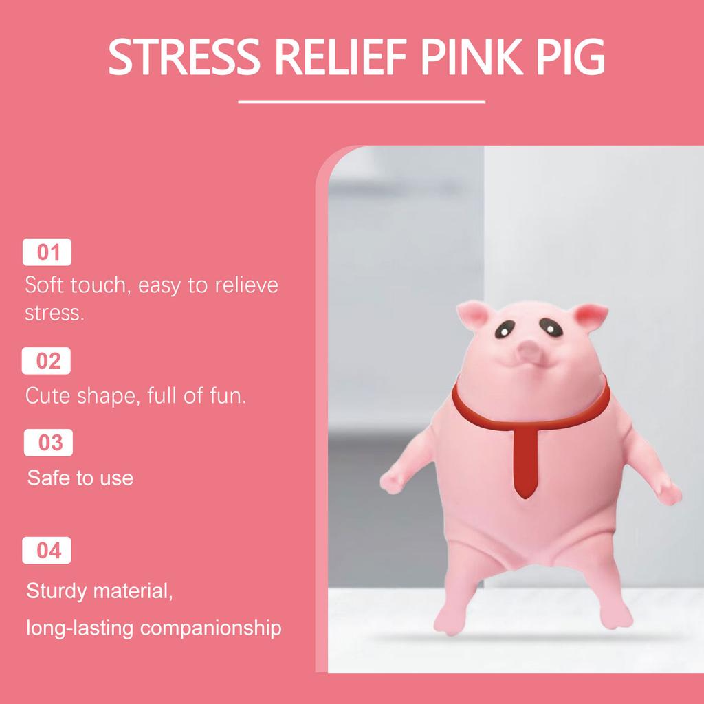 3pcs Squeeze Pig Stress Relief Toy Soft Elastic Pink Pig Stretchy Sensory Toy for Anxiety Management Fun Entertainment