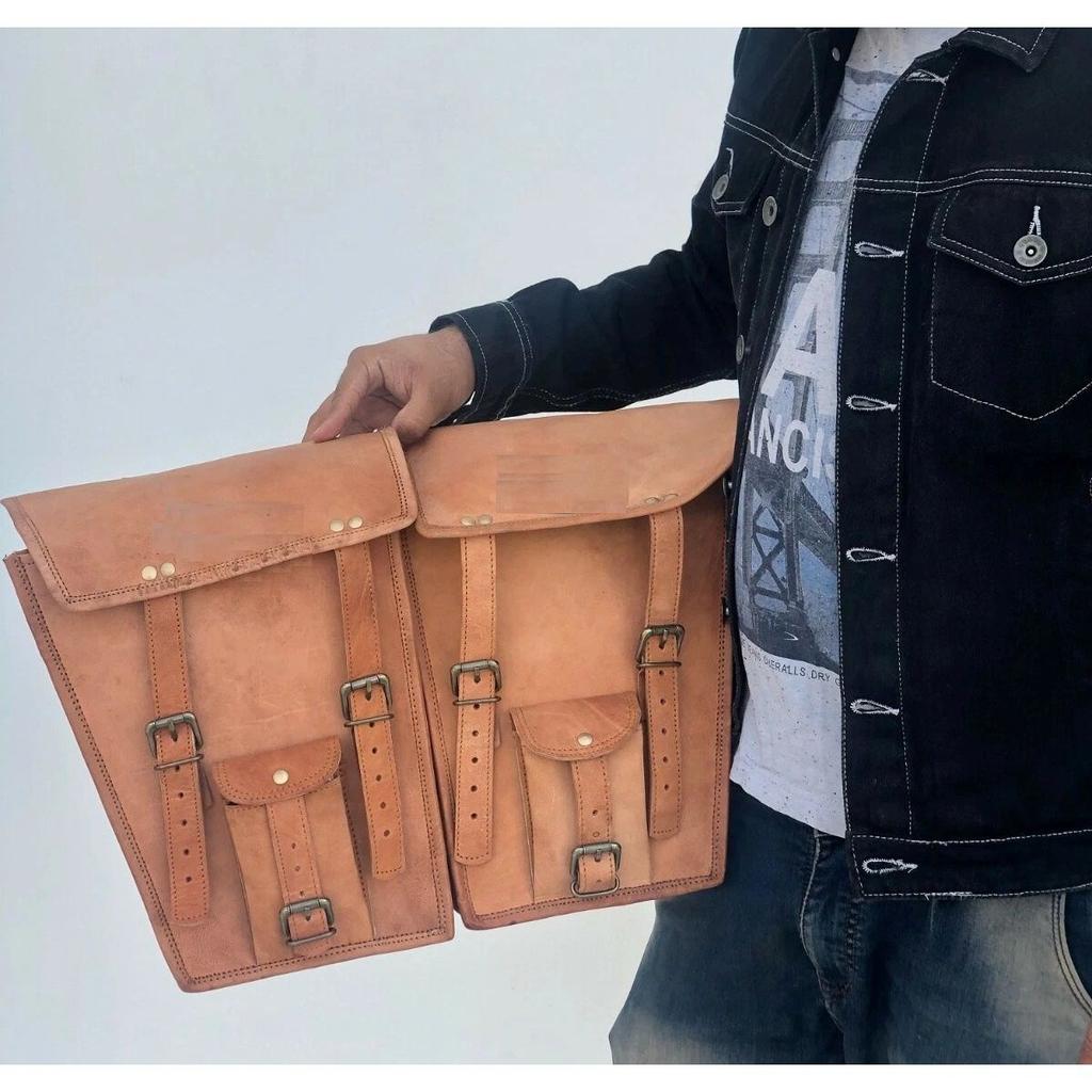 Motocyklová boční světle hnědá kožená boční 2 taška Brašna Sedlové brašny Brašny Sedlo