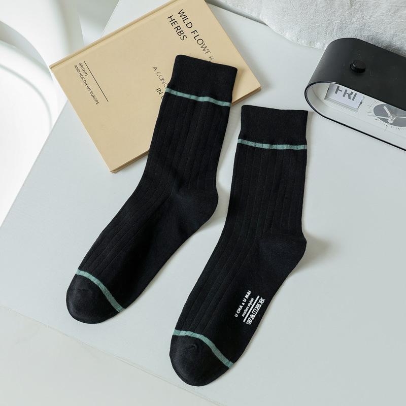 

5/10 пар весенне-летних носков для мужчин, носки до середины икры с буквенным термотрансфером, модные универсальные хлопковые носки на четыре сезона 5 Pairs