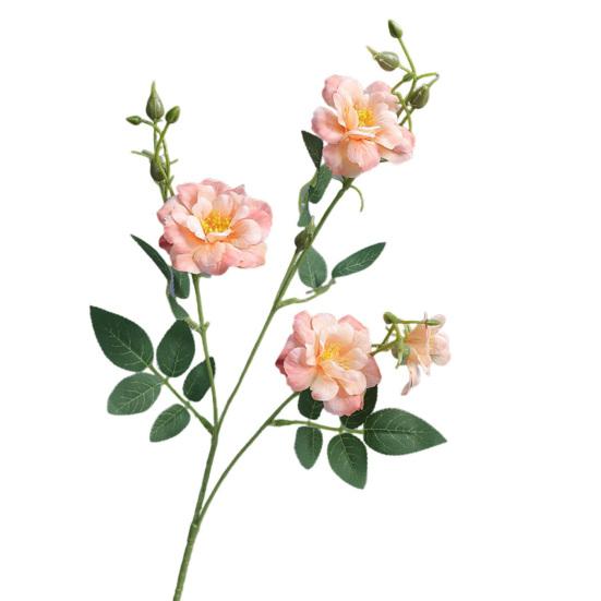 Artificial Chinese Rose Flower with Leaves UV Resistant Fake Silk Flower Wedding Party Table Centerpiece Indoor Outdoor Faux Bloom Decoration