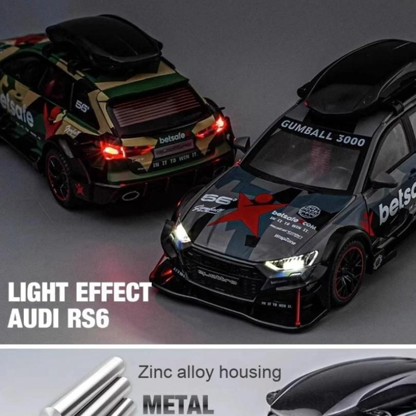 Mașină Model Aliaj Turnat Sub Presiune RS6 Racing Scară 1/24 - Articol Elegant de Colecție, Cadou Perfect pentru Iubit, Obiect de Colecție demn de Expus