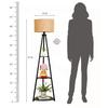 Furniture LED Tripod Floor Lamp with 3 Shelves, Brown Jute, Metal Corner