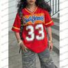 Sommer Damen Lässig Persönlichkeit Nummer & Buchstaben Druck Fußball T-Shirt Mode V-Ausschnitt Locker Komfort Atmungsaktiv Oberteile Tee Y2K
