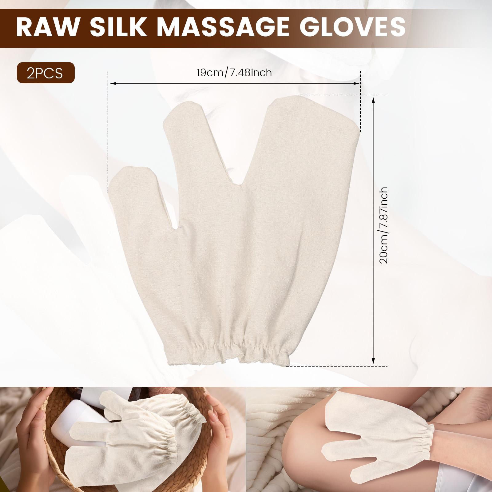 

1 Pair Exfoliating Shower Gloves Soft Raw Silk Body Massage Glove With Elastic Wristband Bath Rubdown Glove for Arm Leg Cleaning