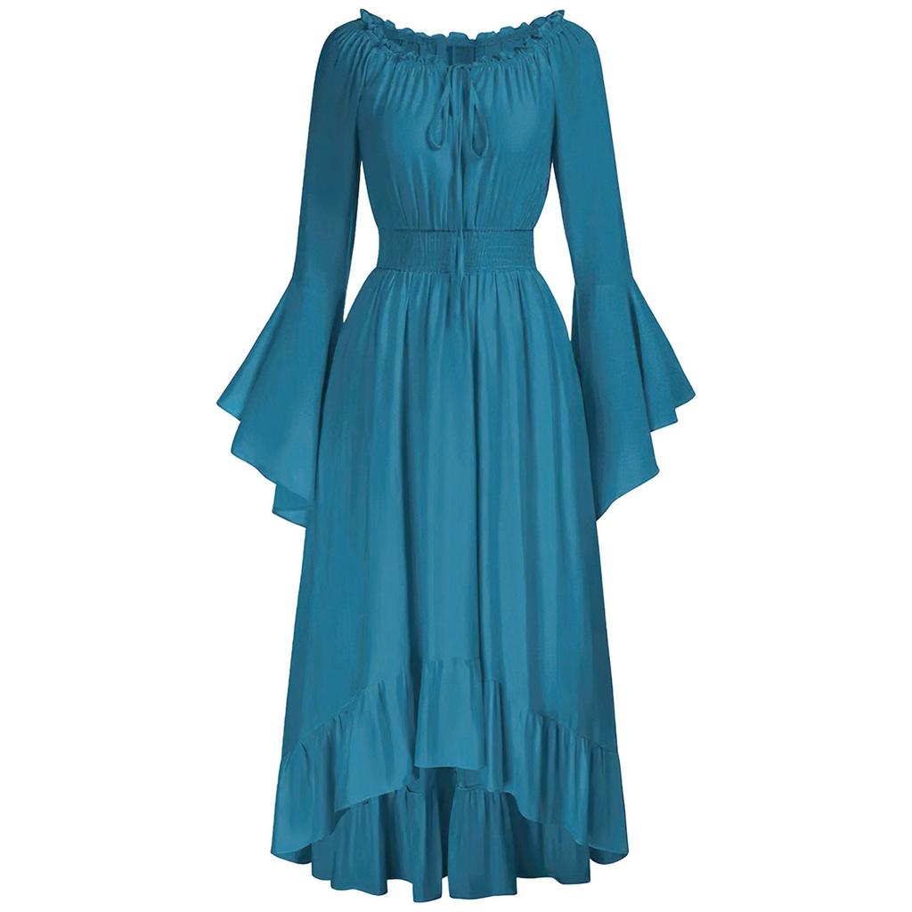 Women's Vintage Solid Color Lace Collar Long Sleeve Dress Cos Dress
