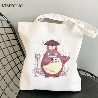 Totoro alışveriş çantası pamuk kanvas alışveriş bakkal çantası tote çanta sacola bolsas ecologicas kumaş cabas