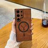 Luxury For Magnetic Wireless Charging Leather Phone Case For Samsung Galaxy S25 Ultra Elk Deer Shell Shockproof Phone Cover