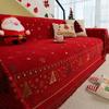 Christmas-Style Thickened Full-Cover Chenille Sofa Cover Red Festive Full Universal Sofa Towel Multifunctional Decor Blankets