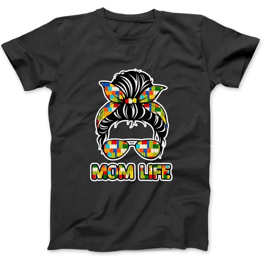 Mom Life Messy Bun Master Builder Birthday Building Block T-Shirt, Sweatshirt, Hoodie for Men Women Kids Made in Canada Black XXXXXL разноцветный