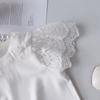 Girls' Summer Lace Top - Solid Color, Round Neck, Baby and Child Innerwear Shirt