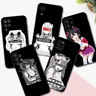 Black Tpu Case For Samsung Galaxy A03 SM-A035 A03 Core A03S A13 A23 LTE A33 A53 A73 4G 5G Waifu Girl Anime