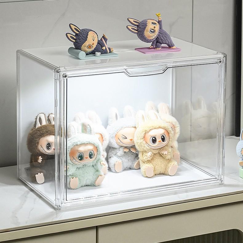 Transparent Vinyl Labubu Doll Display Storage Box for Pop Mart Figurines