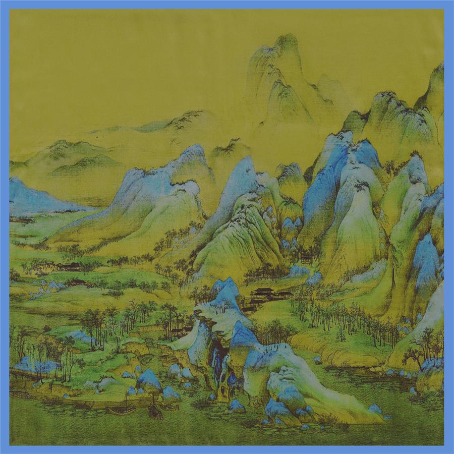 Silk Scarf Women Paintings Series Square Scarves Head Echarpes Silk Foulards Femme Wraps Beach Shawls Bandana Lady Hijabs 90CM