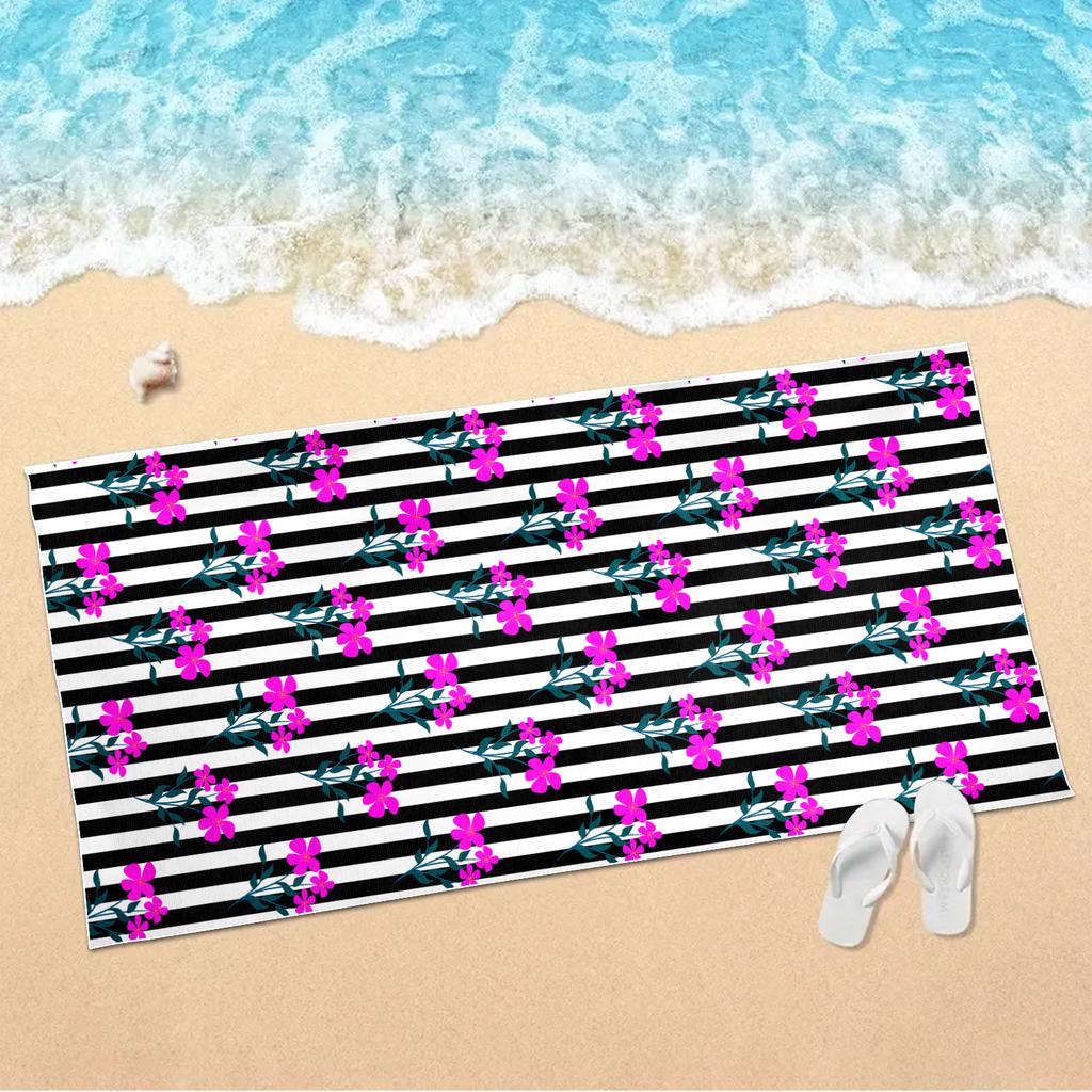 Color Blocking Diagonal Stripe Splicing Beach Towel, Ultra-fine Fiber Absorbent Bath Towel, Swimming Pool Special Large Towel