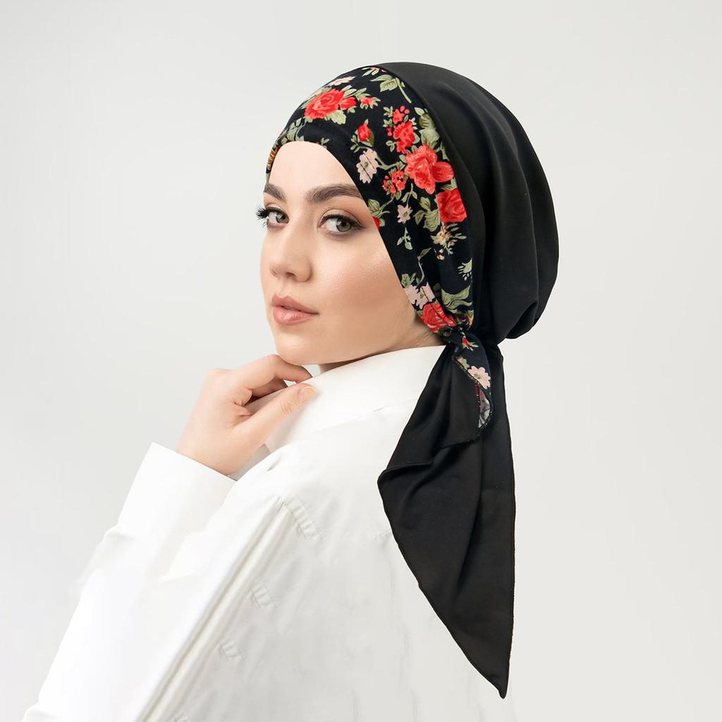 Ladies Fashion Headscarf With Floral Patchwork And Curved Design For Casual Wear