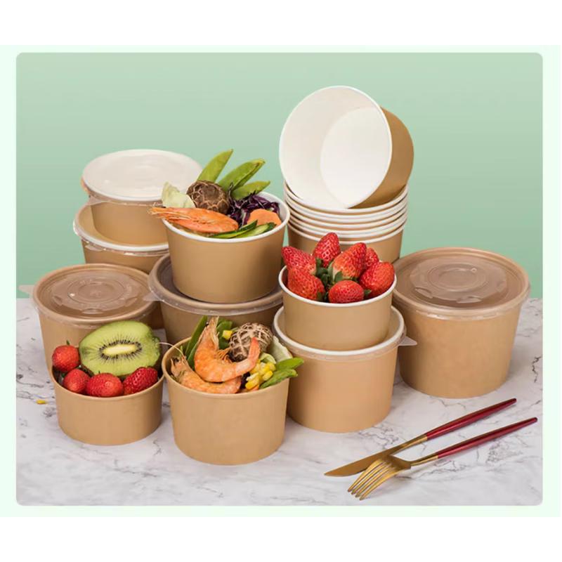 COFLYEE Disposable Food-Grade Paper Bowls with Lids