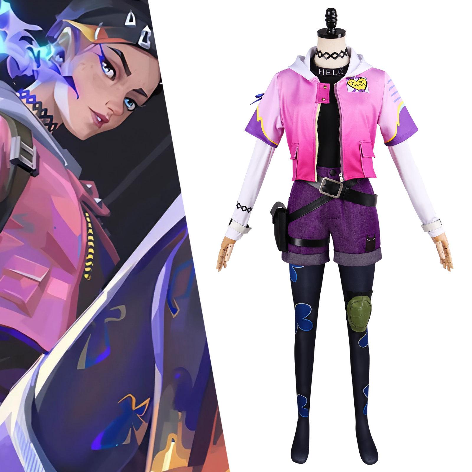 Valorant Clove Jett Cosplay Costume Battle Outfit for Women Sportswear Set Tactical Game Character Cosplay for Comic Conventions S