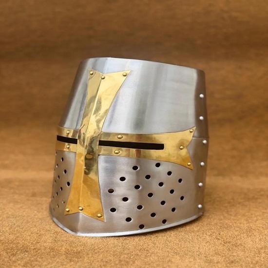 Templerhelm aus Stahl Perfekt für Mittelalter-LARP, Rollenspiel Sammler Einzigartiges Weihnachtsgeschenk für Ihn