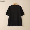 ZANZEA Women Casual Round Neck Summer Short Sleeve T-Shirts