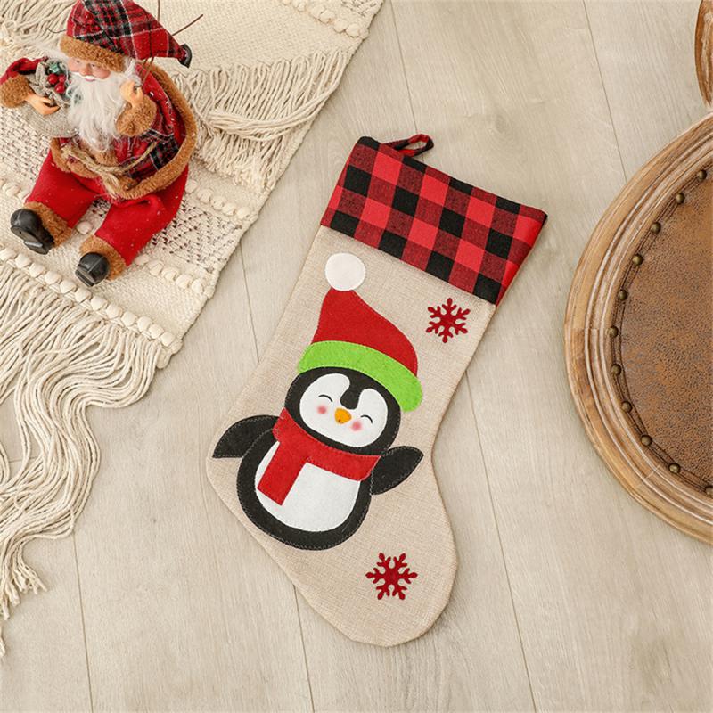 New Year Christmas Stocking Snowman Santa Elk Xmas Tree Fireplace Ornaments Gift Candy Bag Home Navidad Sock Christmas Decor