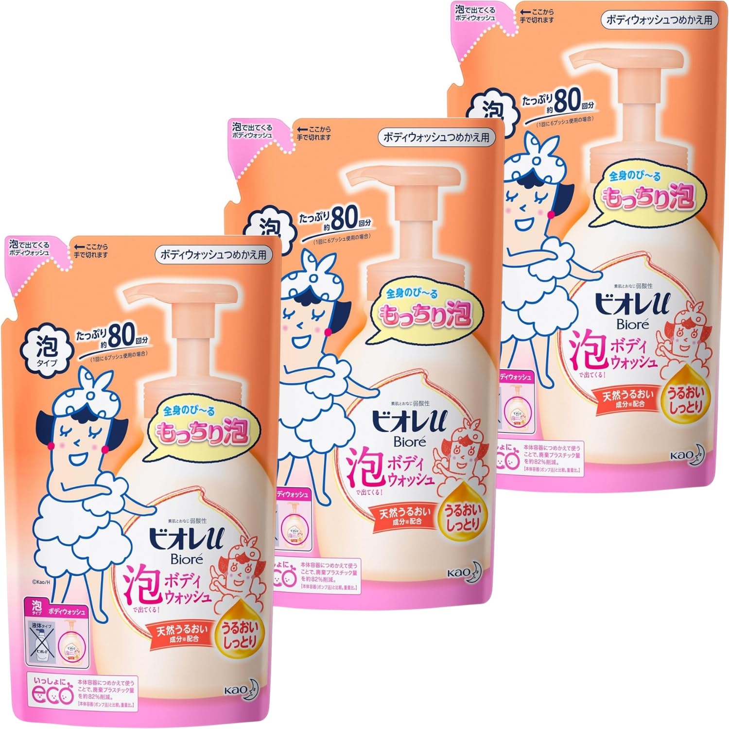 

Biore U Foam Body Wash Moisturizing Refill 480ml Bonus Included Refill Set of 3 +